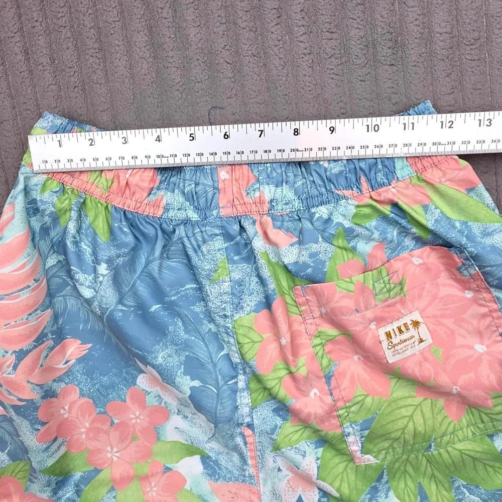 Nike Mens Tropical Floral Swim Trunks Blue Pink Green Mesh Lined Small‎
